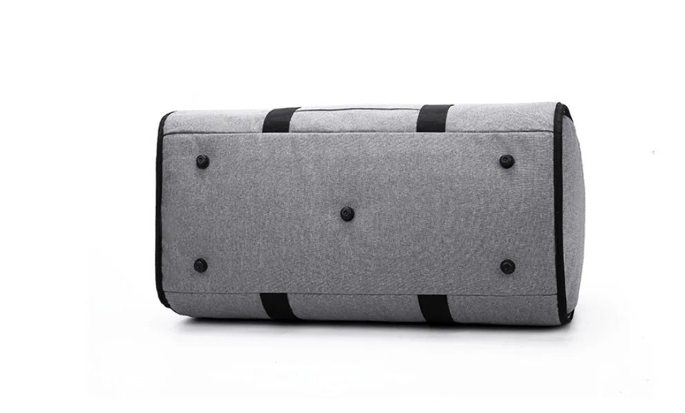Medium cylinder travel bag in Oxford cloth with zipper closure, available in blue, red, light grey, and black