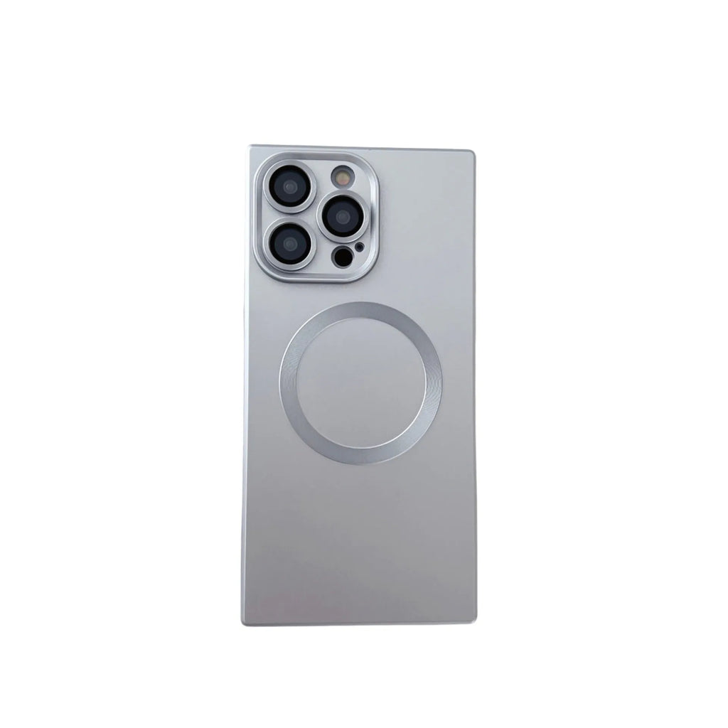 Solid colour square magnetic phone case for Apple iPhone with TPU material, showing black variant
