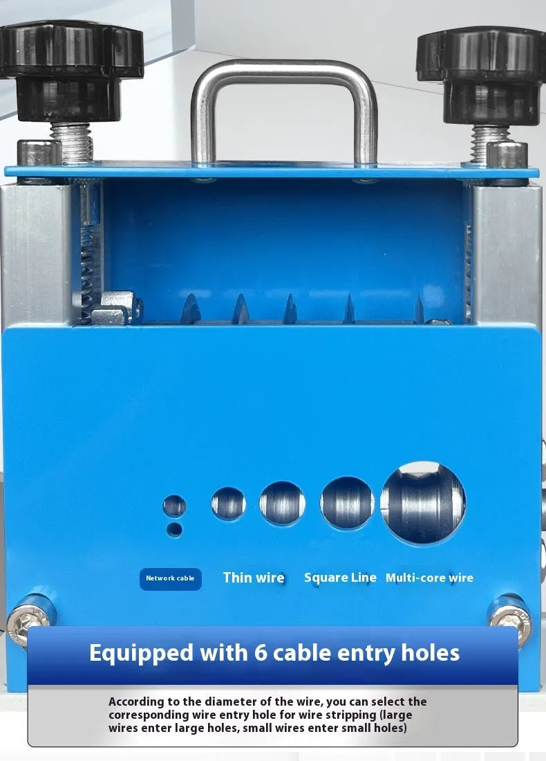 SD-017 manual wire stripping machine showing compact tool with adjustable jaws for 0.5-17mm wires.