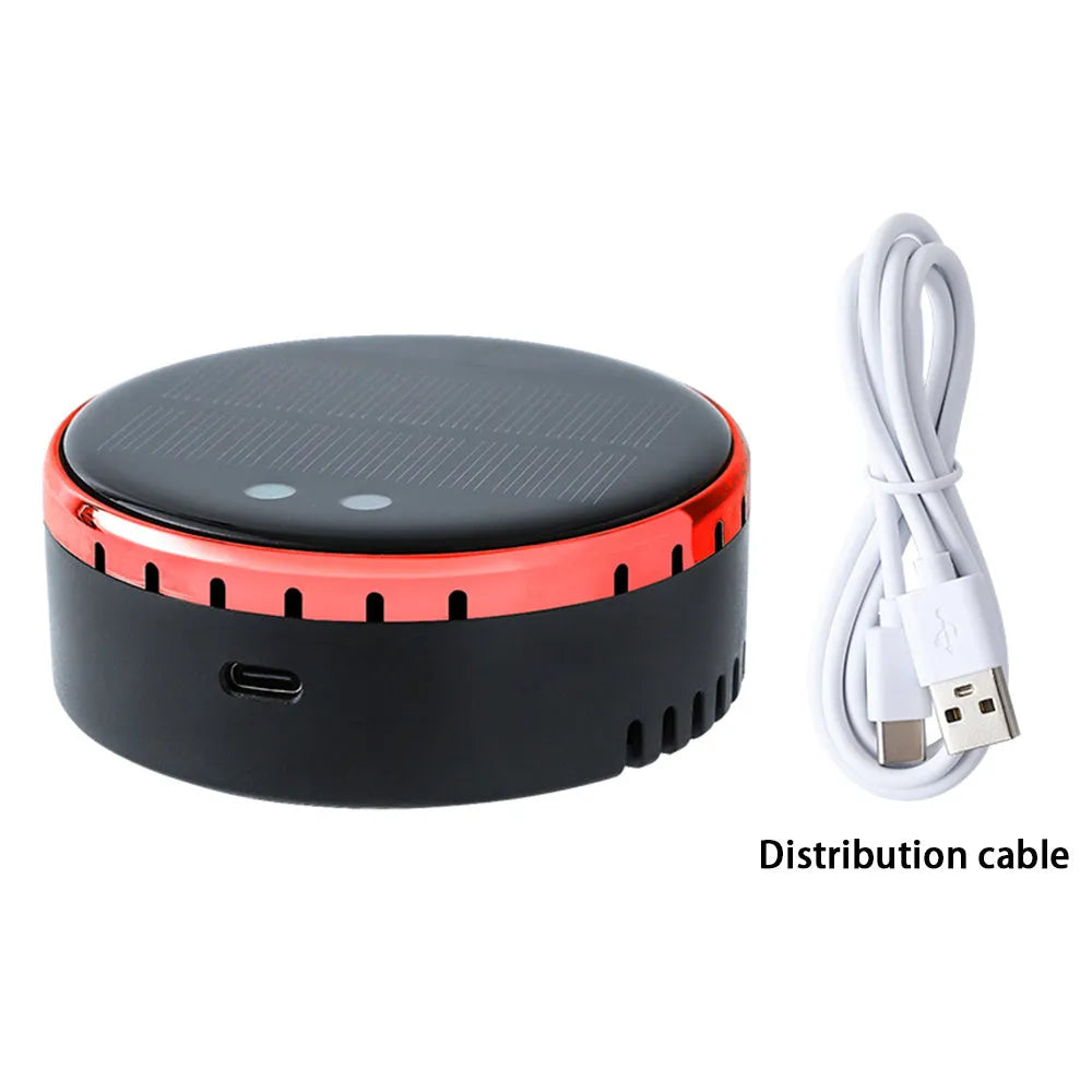 Car mounted solar air humidifier with solar panel, black colour, on vehicle vent