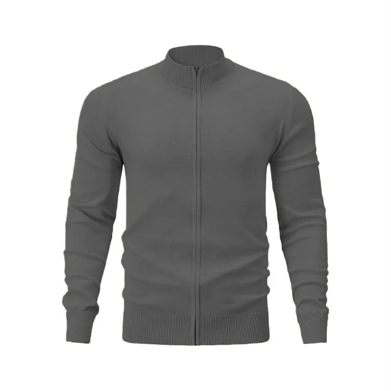 Men's stand collar casual sports zipper sweater in cotton fabric available in multiple colours