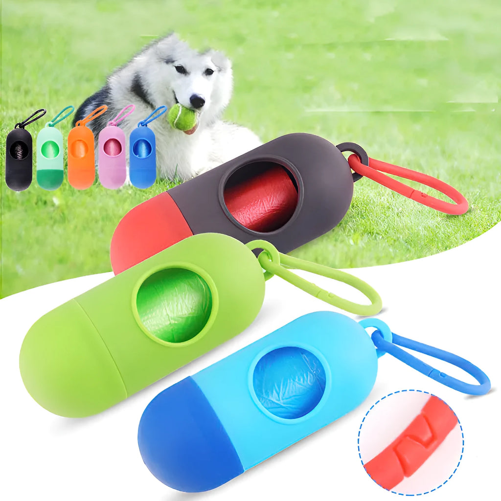 Dog poop bag holder 10cm by 10cm by 5cm with side hook and Velcro bottom in black