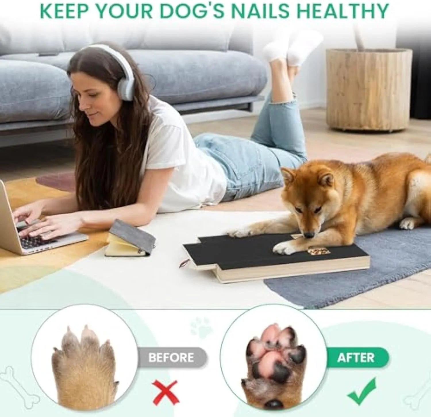 Dog nail scratch board with treat box made from wood for pet nail care