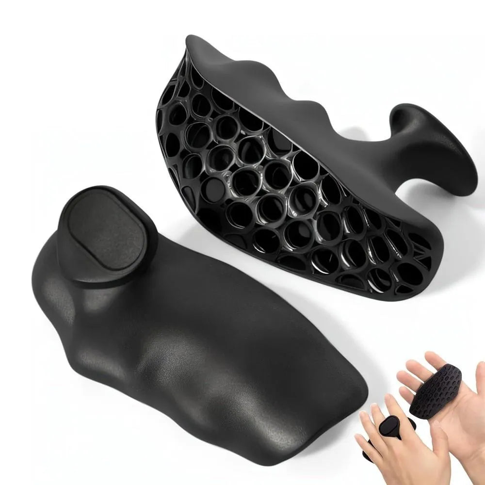Anti-slip grip strengthener for dumbbell lifting, breathable finger trainer in gray and black