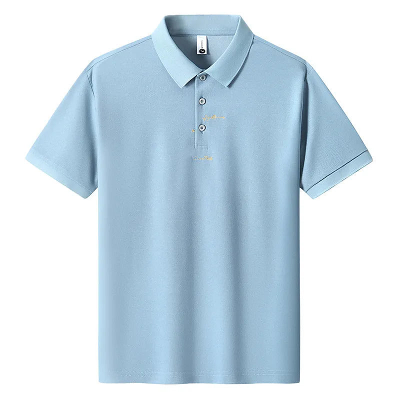 Men's casual cotton t-shirt in a loose fit with a printed letter pattern on the chest.