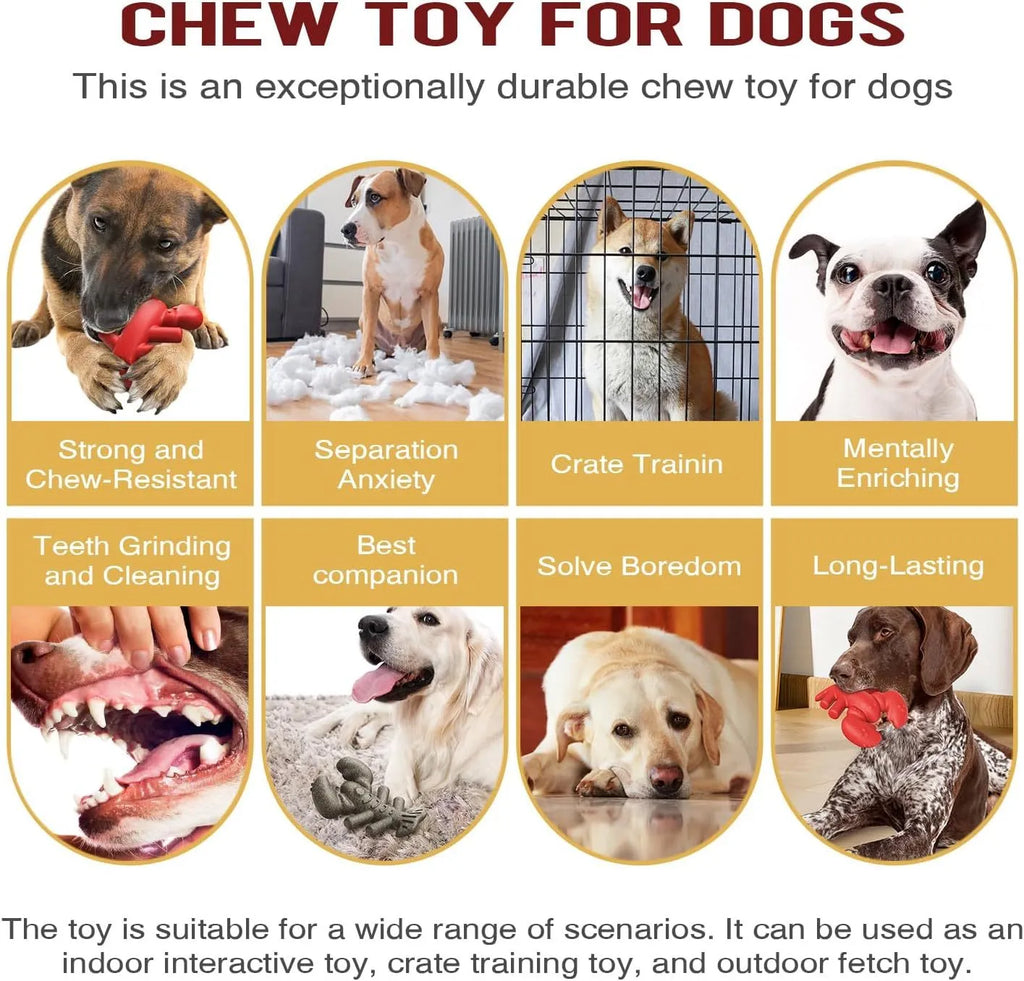 Red hard material dog chew toy for aggressive chewers measuring 170mm for large breed dogs