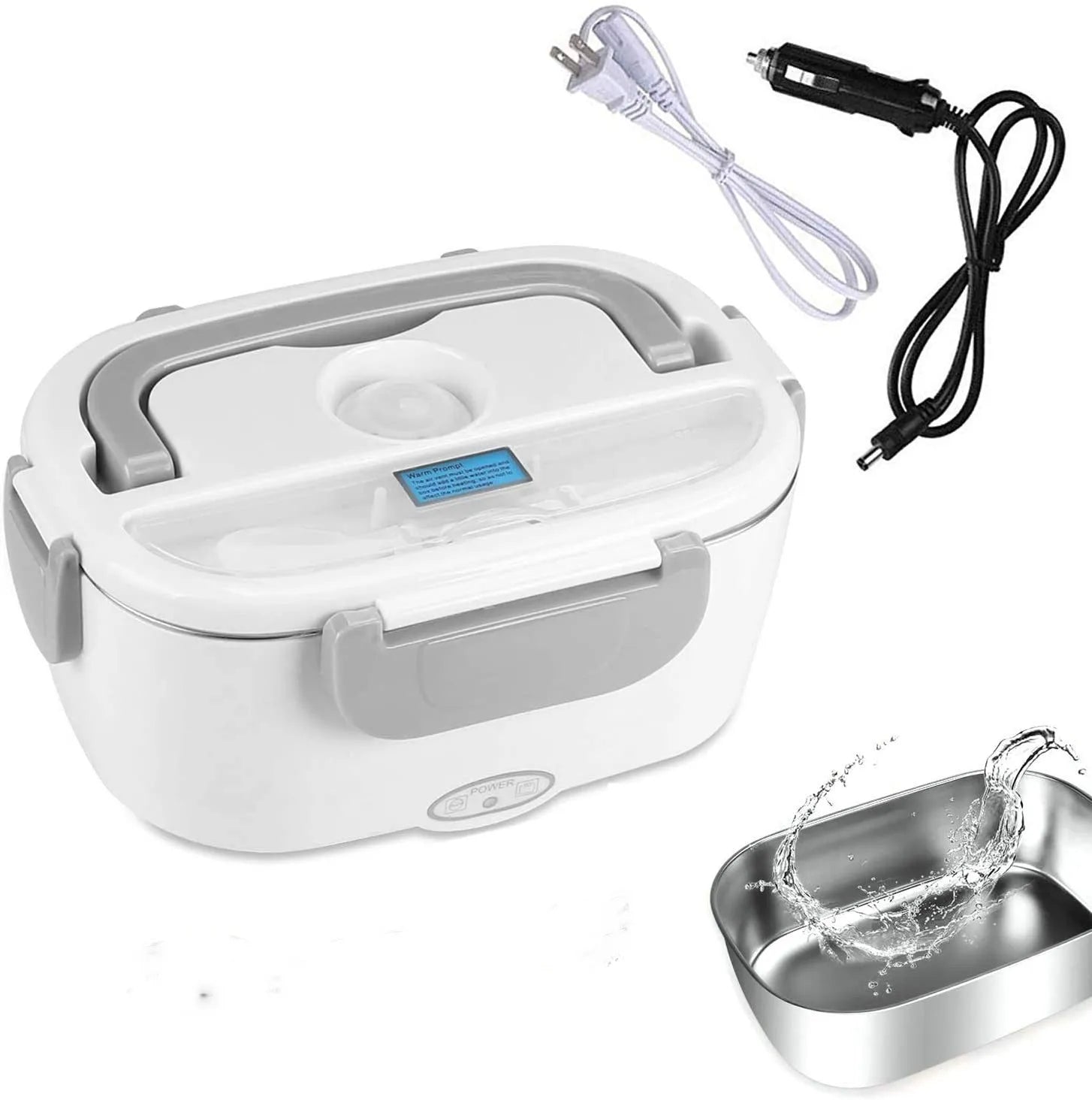 Grey dual-purpose electric lunch box with 1.2 litre capacity for car and home use