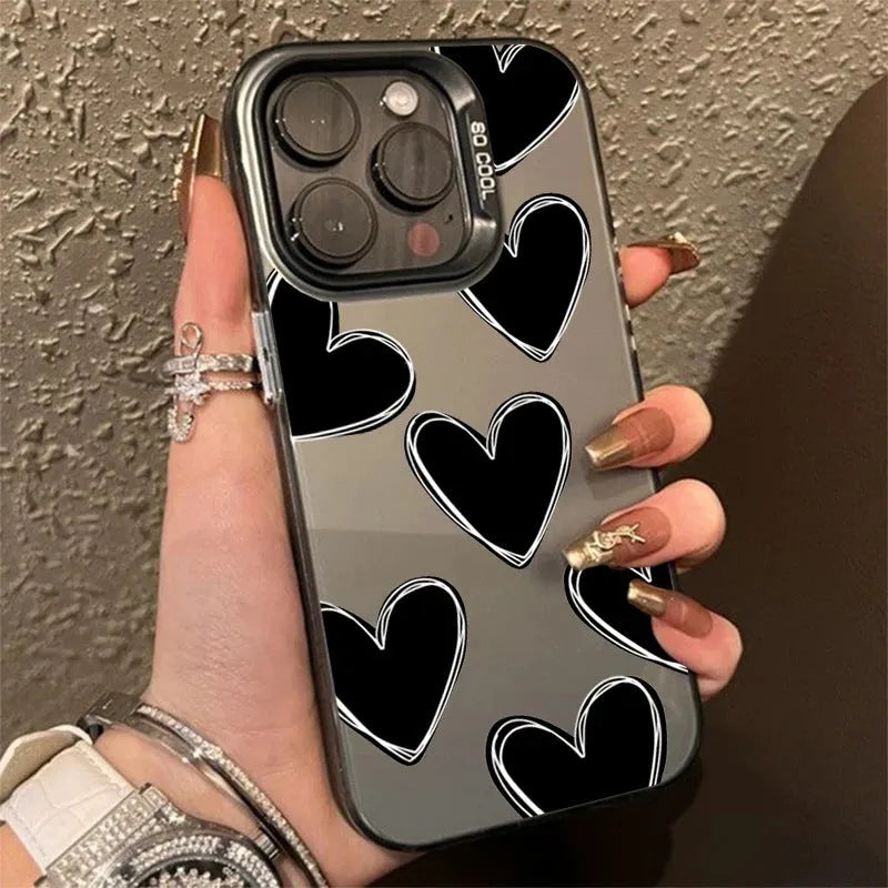 Heart mobile phone shell PC laser love pattern gray case for Apple iPhone models