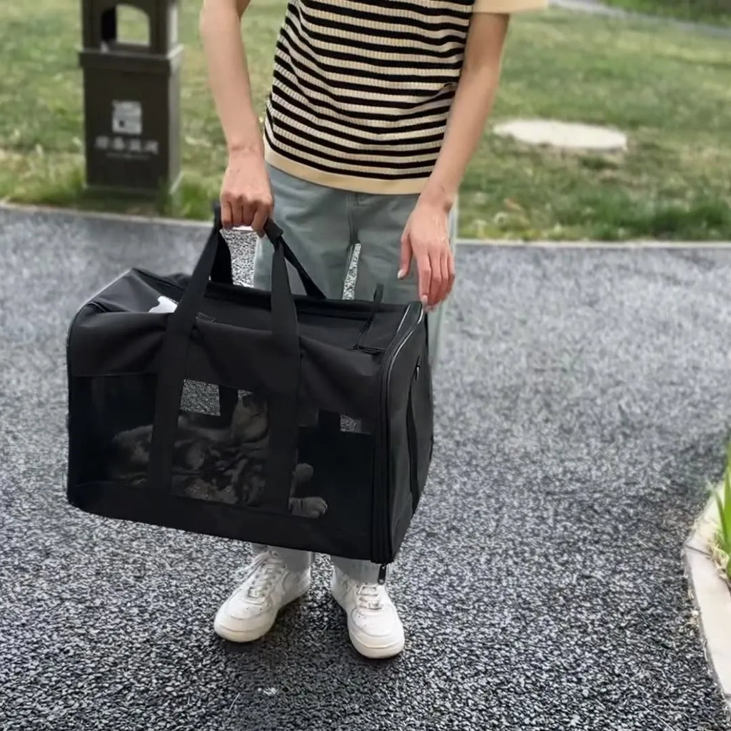 Pet carrier bag Oxford cloth portable travel for dog cat breathable foldable black grey blue purple sizes
