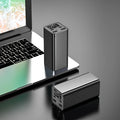 Super Fast 65W metal charging bank with 20000mAh capacity in black, blue, or grey colours.