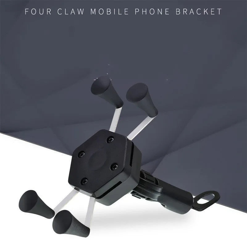 Motorcycle four-jaw aluminium alloy phone holder charger with ABS construction