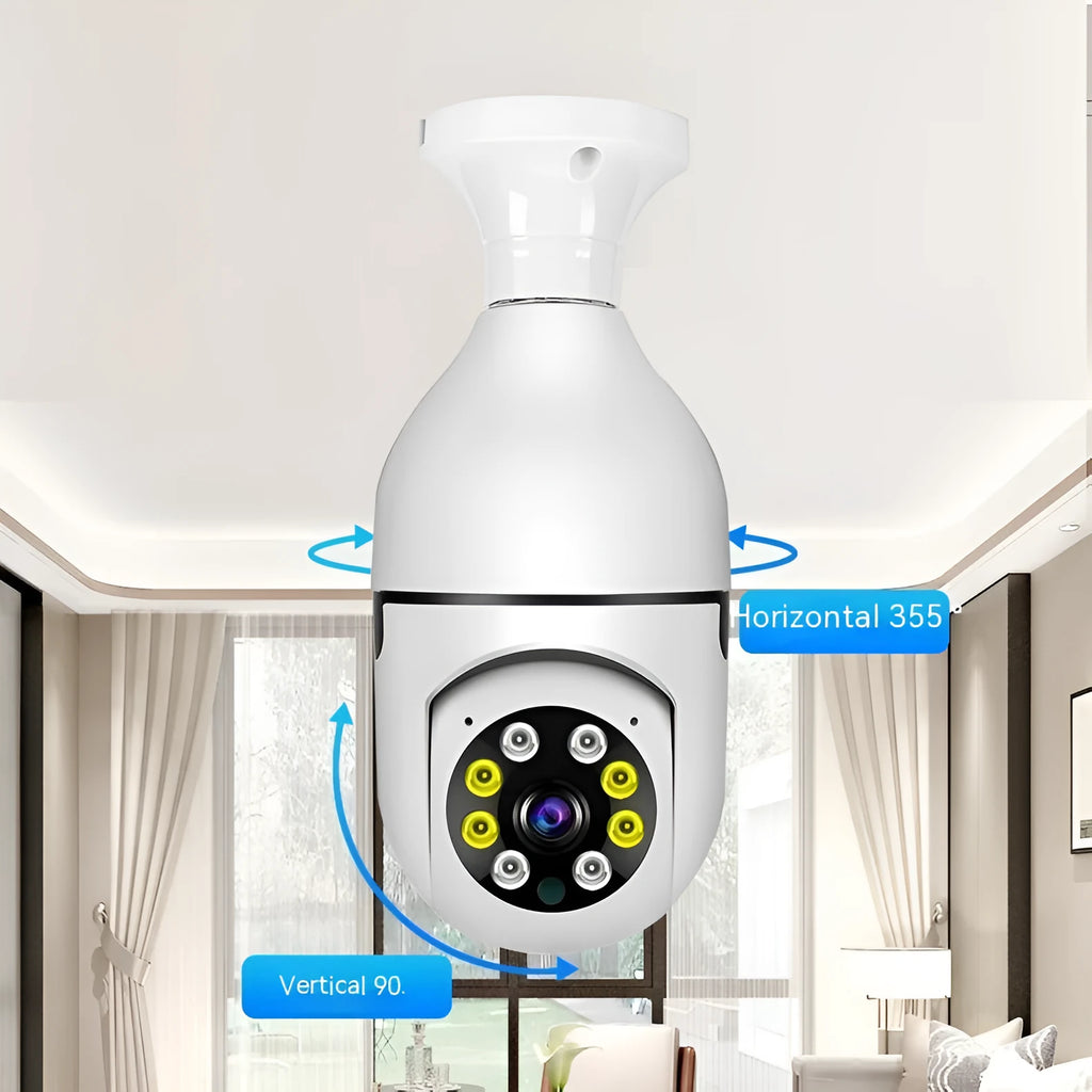 Wireless WiFi bulb security camera with full colour night vision and 1080p HD resolution
