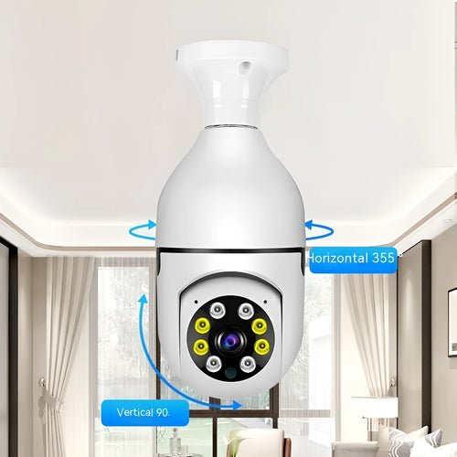 Wireless WiFi bulb security camera with full colour night vision and 1080p HD resolution