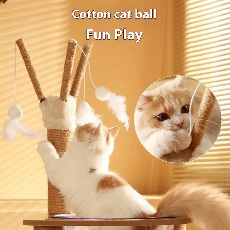 Wooden cat climbing frame with integrated space capsule in luxury colour