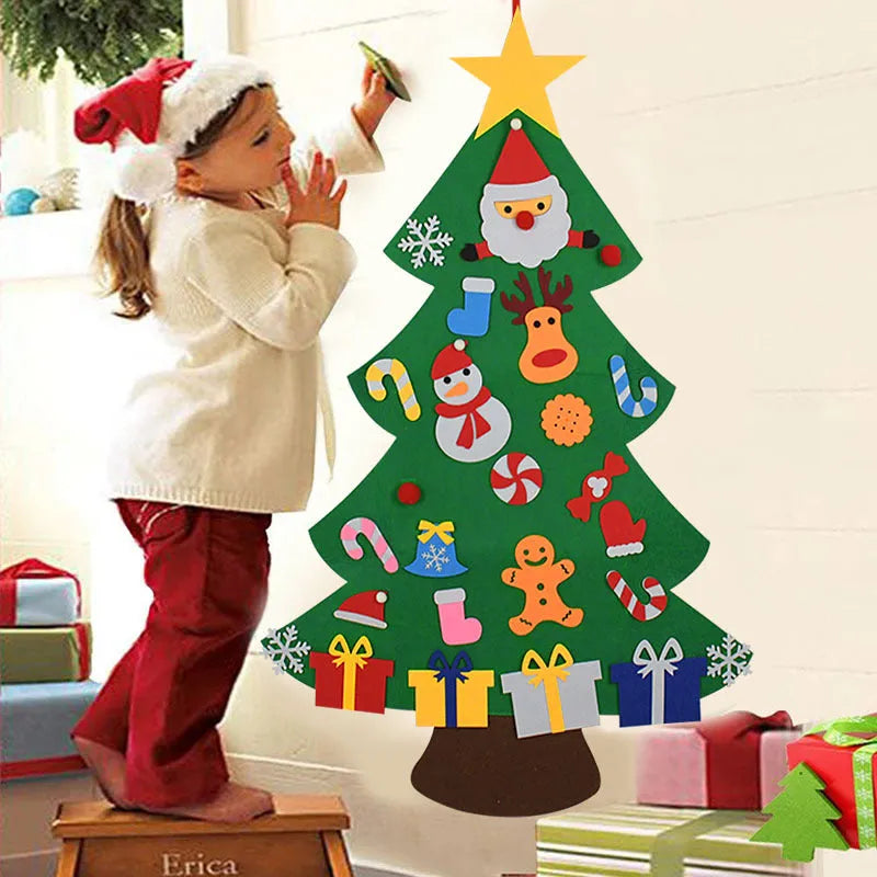 DIY felt Christmas tree ornaments set with nine colour sections A to I on a 110cm wide felt sheet