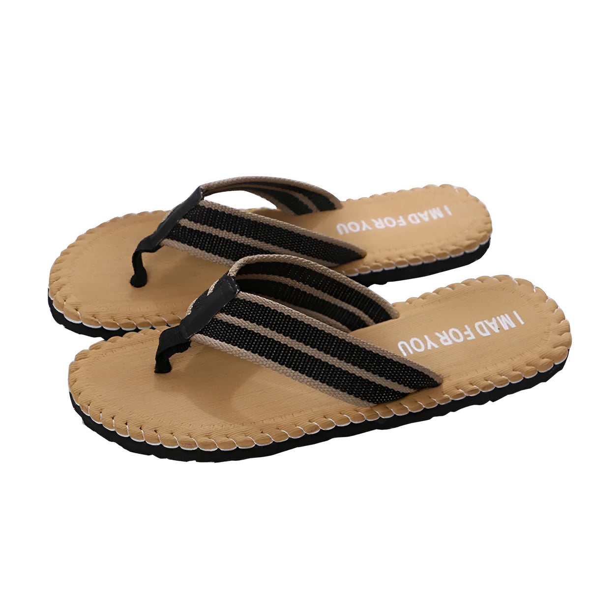 Men's summer beach slippers with EVA vamp and foam sole in black and brown, sizes 40-44