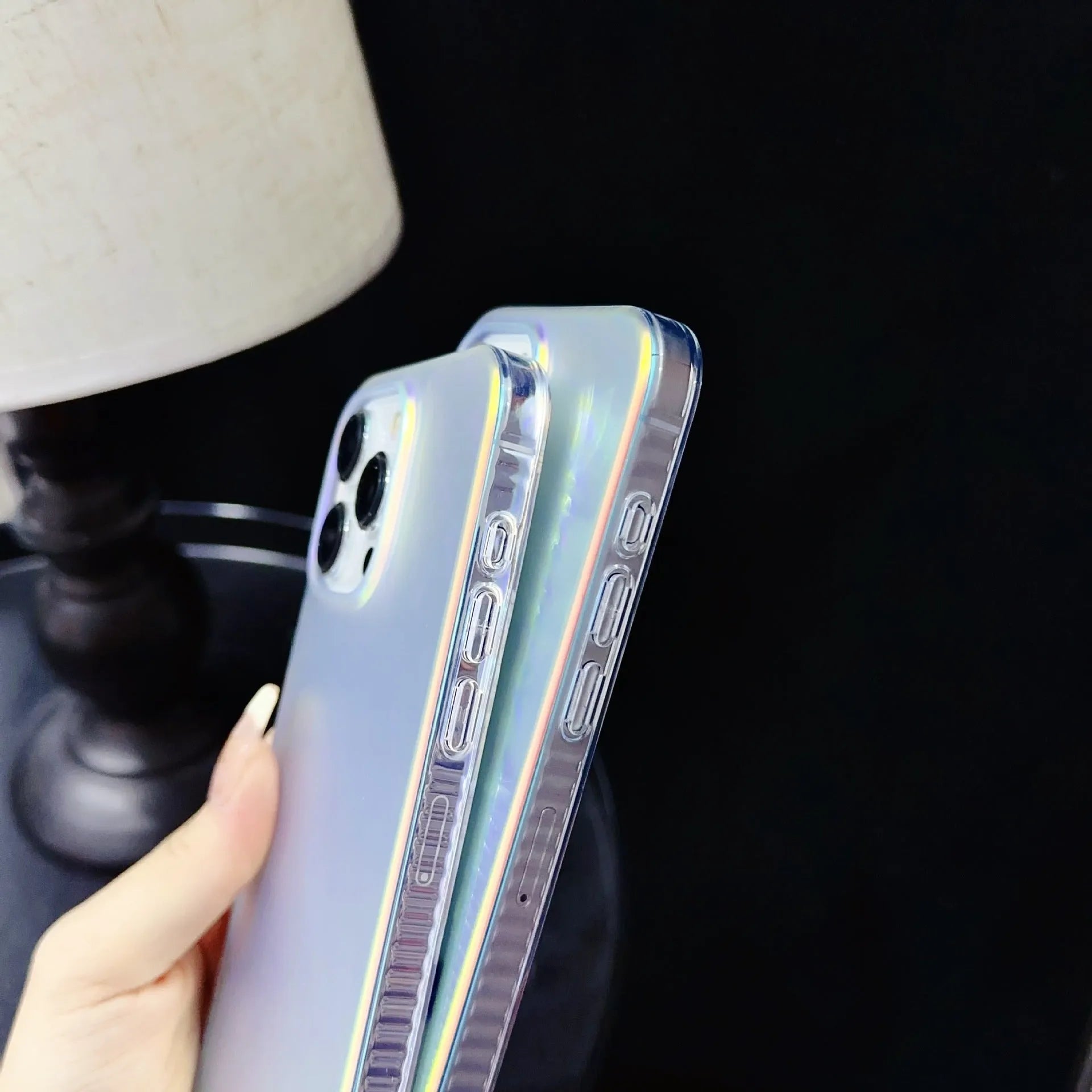 Frosted double-layer TPU PC colour-changing drop-resistant protective cover for iPhone 11-16 Pro Max in feather pattern