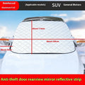 Winter car windshield cover for SUVs with aluminium foil construction and magnetic fasteners