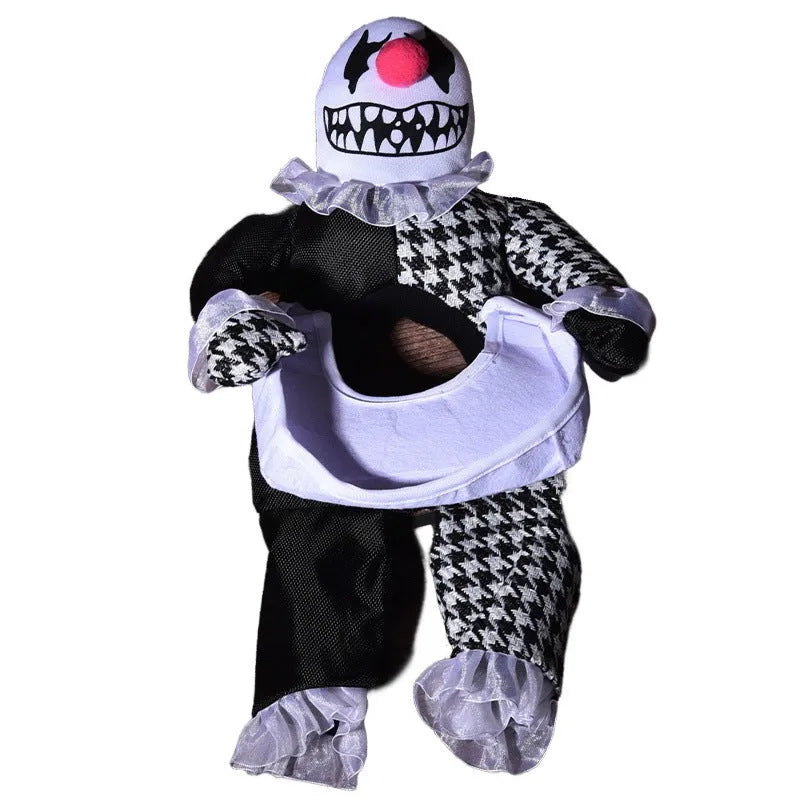 Halloween dog costume selection showing bat, clown, devil, and pumpkin designs for dogs.