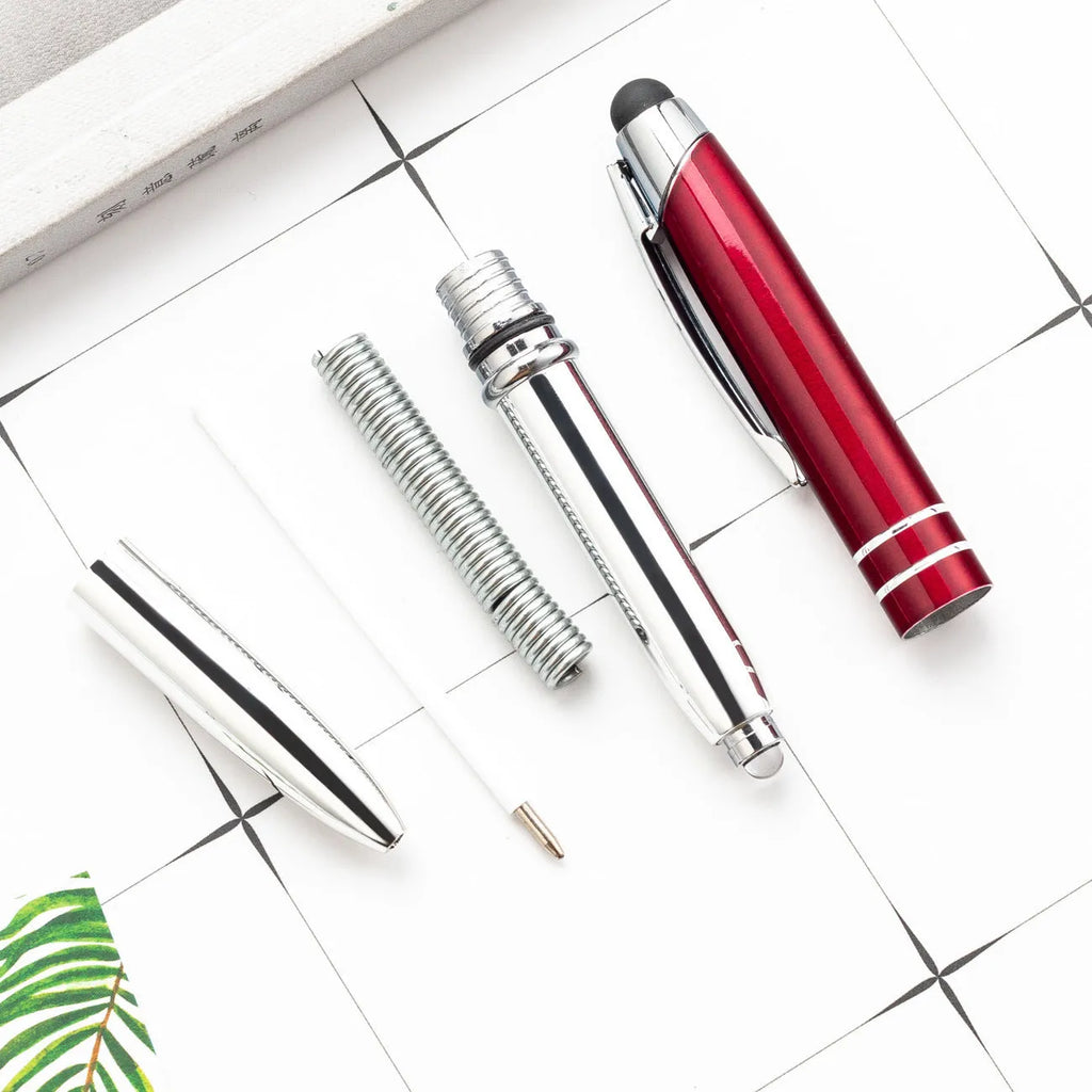 Multifunctional metal capacitive stylus pen with LED light in five colour options