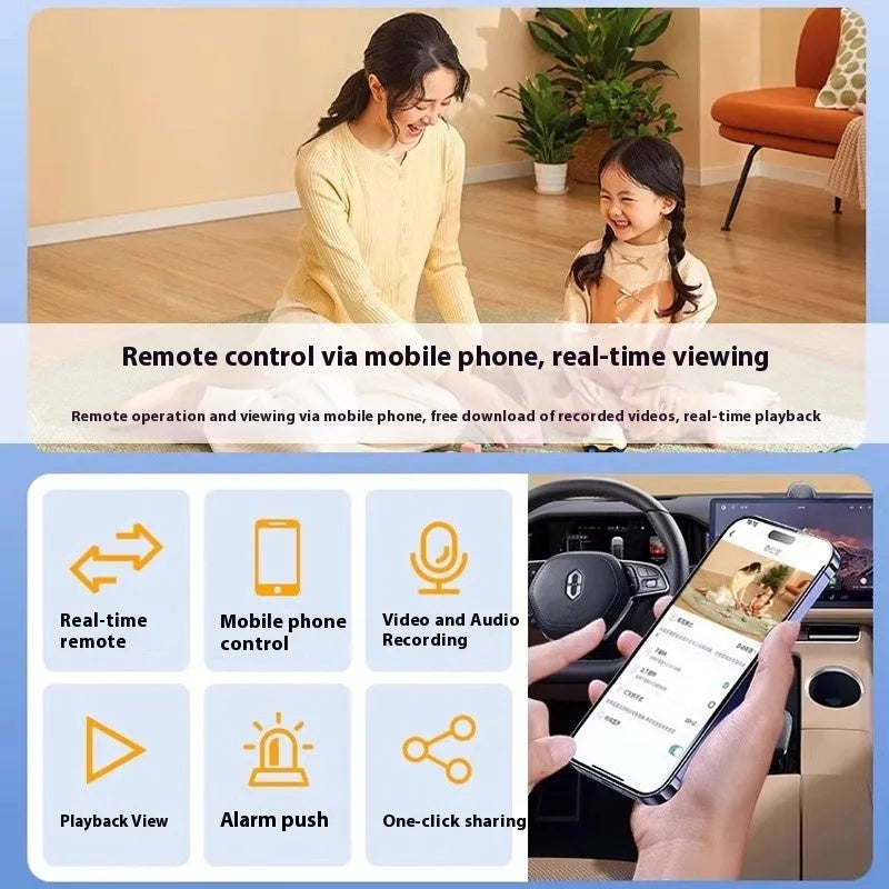 Wireless indoor surveillance camera with compact design and integrated mounting bracket