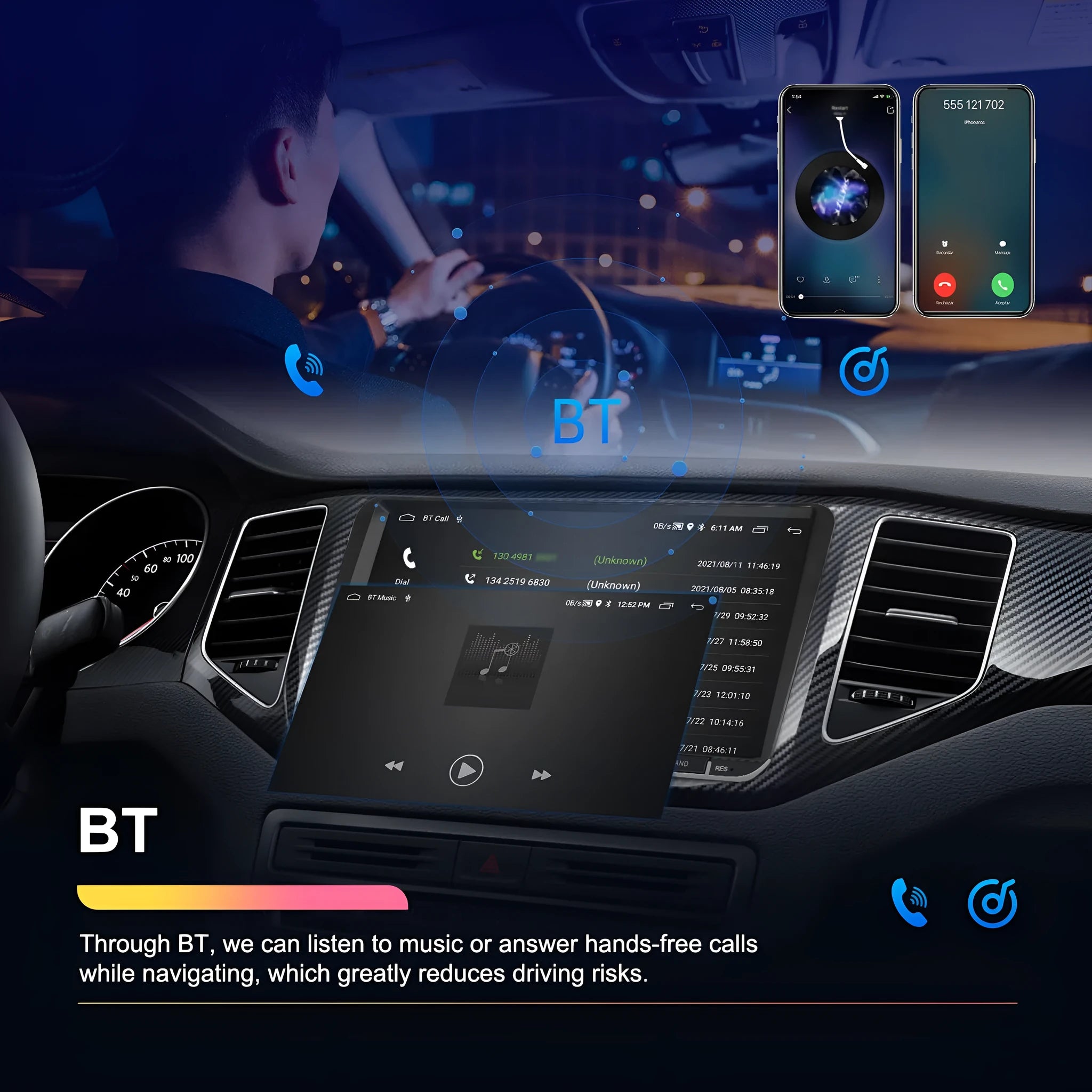 7-inch touchscreen Android car stereo head unit with GPS navigation system