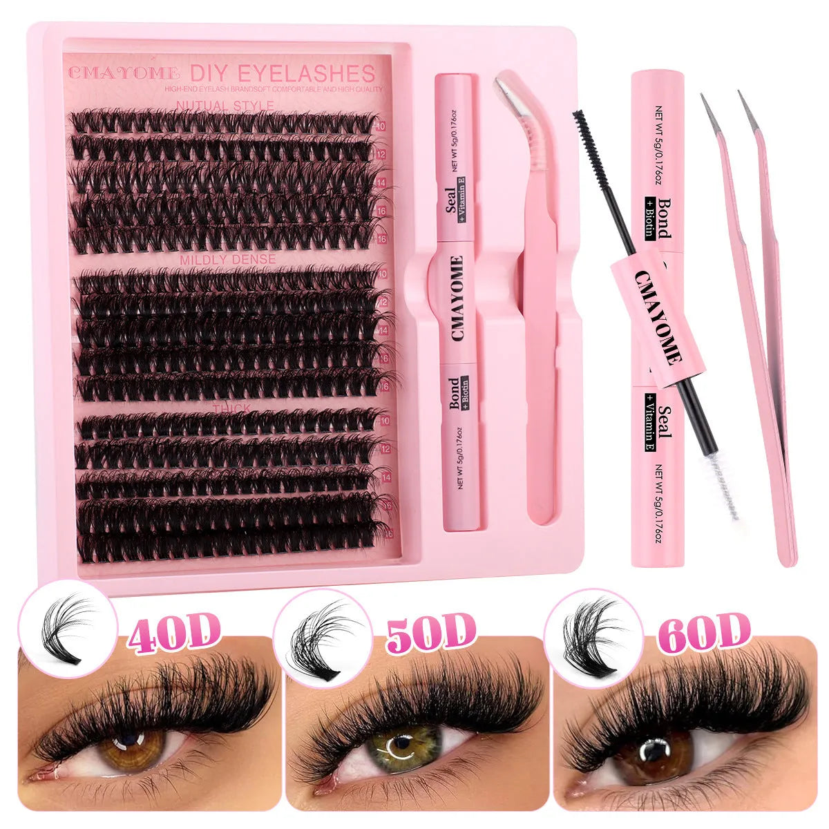 DIY false eyelashes extension suit showing single segment clusters in chemical fibre material