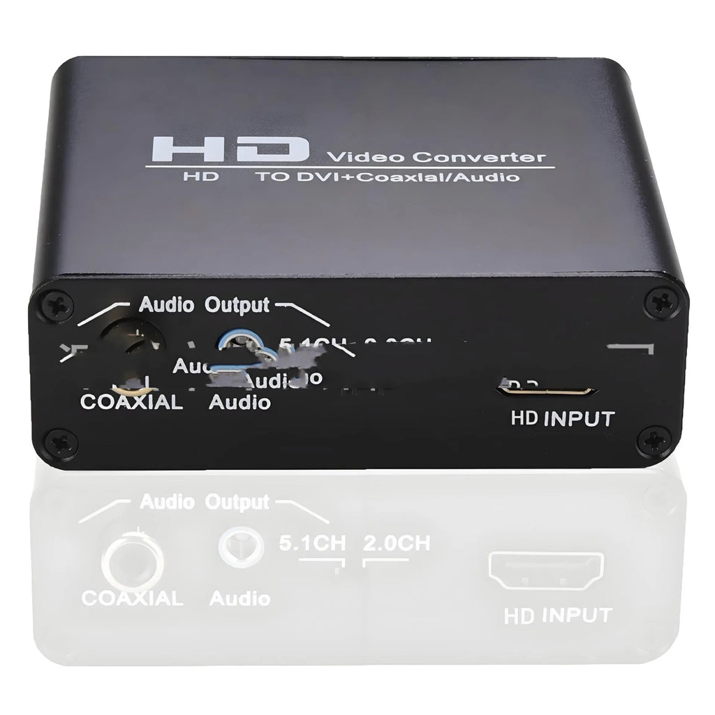 Black HDMI to DVI converter cable with coaxial audio output connector for 1080p video conversion