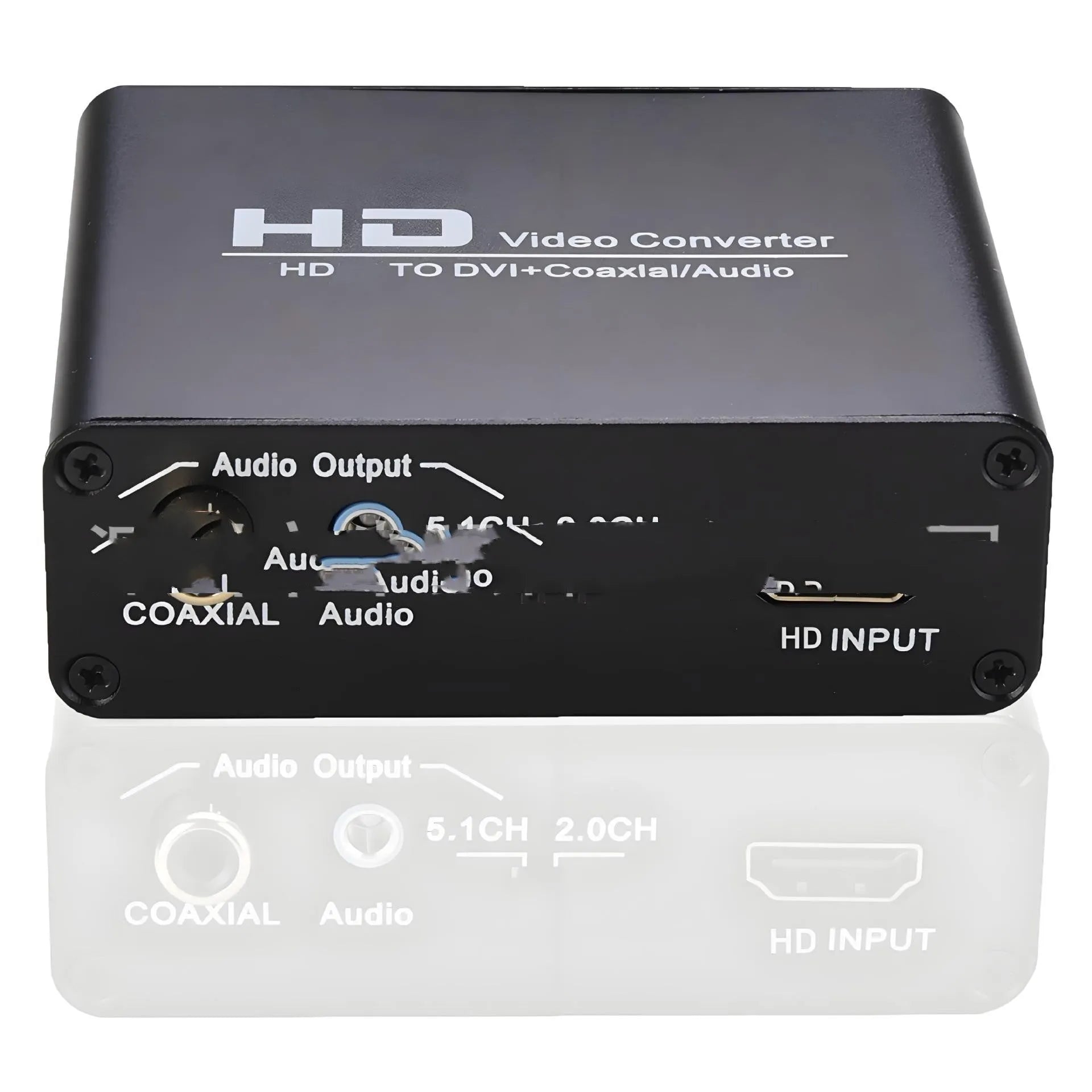 Black HDMI to DVI converter cable with coaxial audio output connector for 1080p video conversion