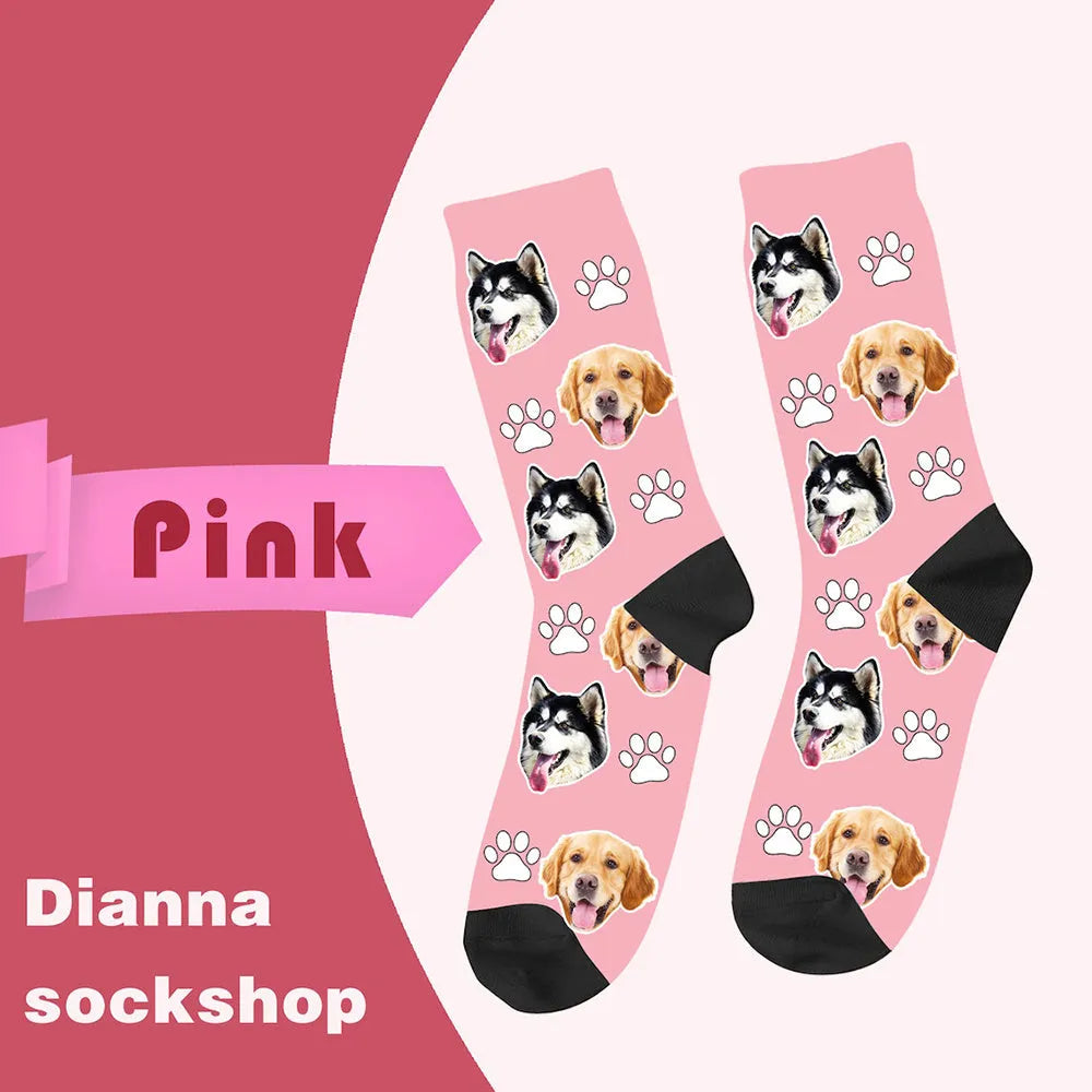 Personalised mid-calf tube socks with custom graphic printing in multiple colours