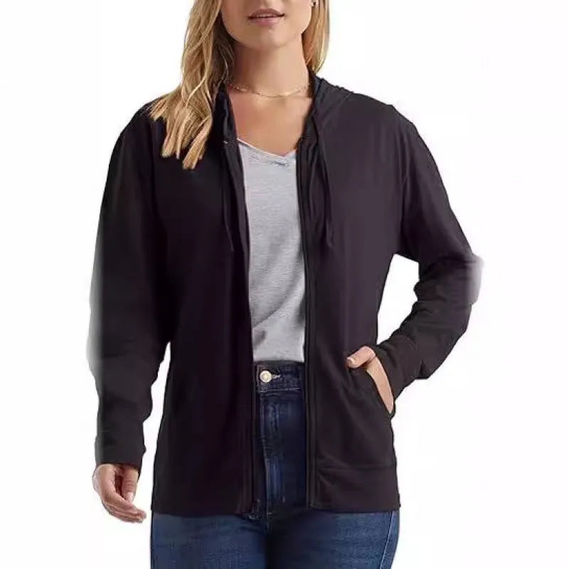 Loose fit solid colour polyester sports hoodie on a hanger