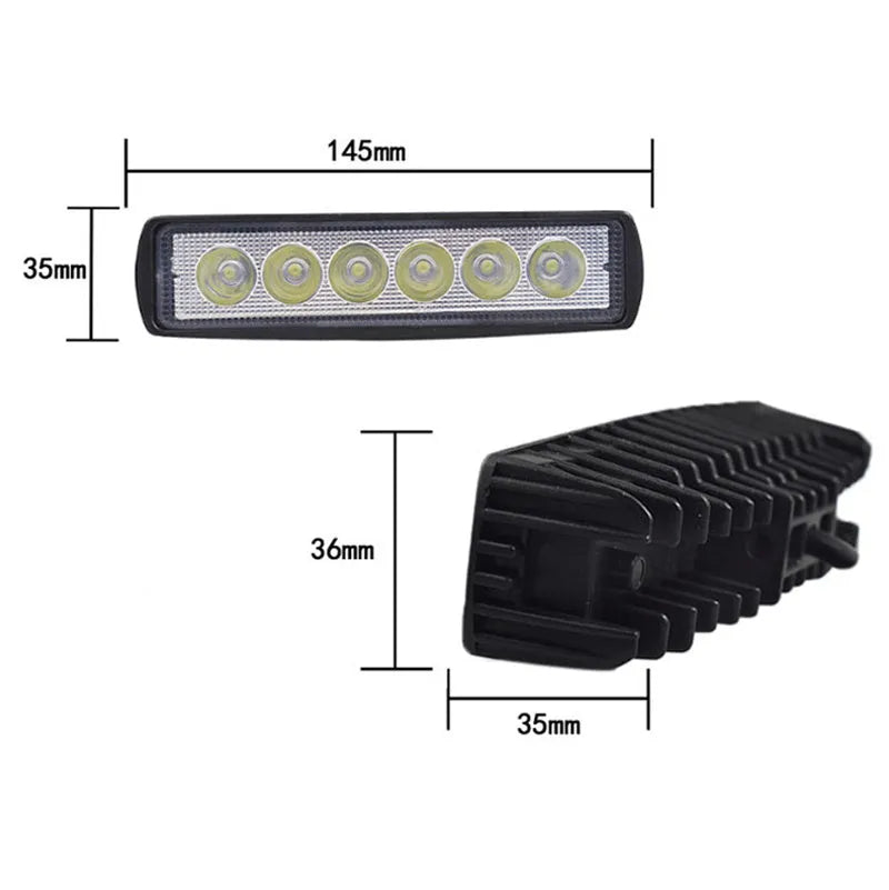 Black die-cast aluminium car auxiliary LED spotlight with bracket for mounting.