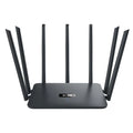 Black and white dual-band 5G router with wall-through Wi-Fi coverage for whole home connectivity