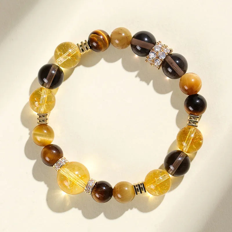 Natural yellow 10mm artificial crystal beads bracelet with string design
