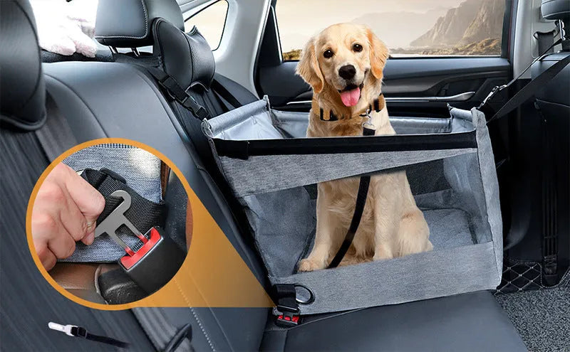 A black Oxford cloth soft-sided dog crate with mesh ventilation panels, shown next to a grey and a brown version.