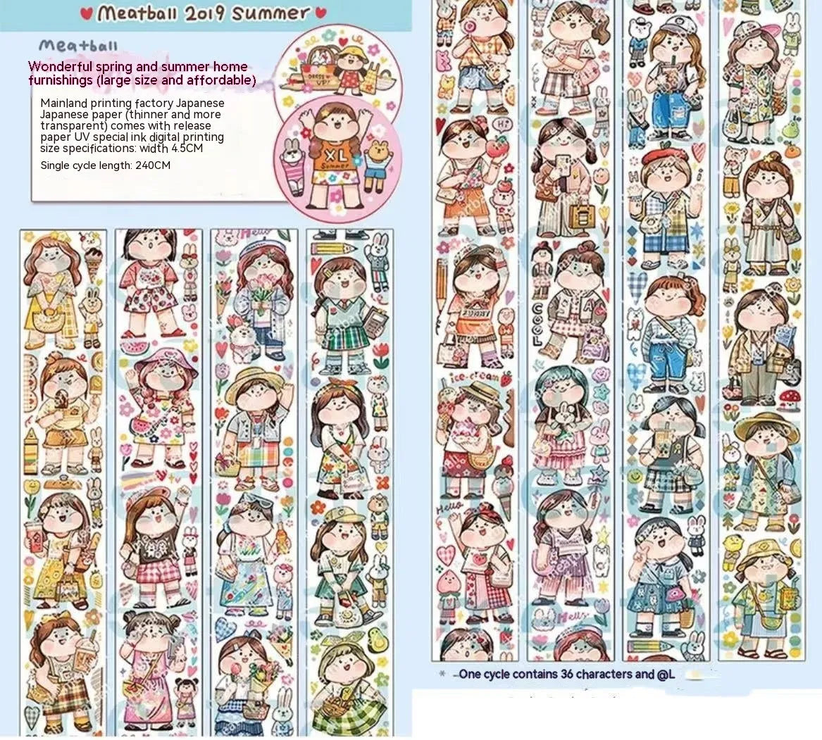 Haemorrhoid tape packaging cartoon cute character stickers on Japanese paper