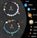 Set of two natural stone beaded bracelets on elastic cords for zodiac signs.