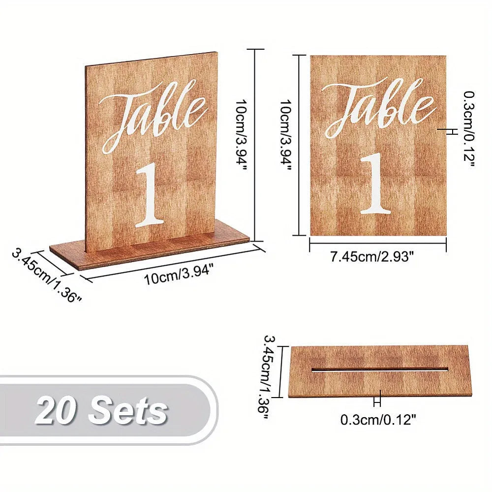 Set of 20 wooden American country style ornaments on wooden table, 10x7.4 cm each