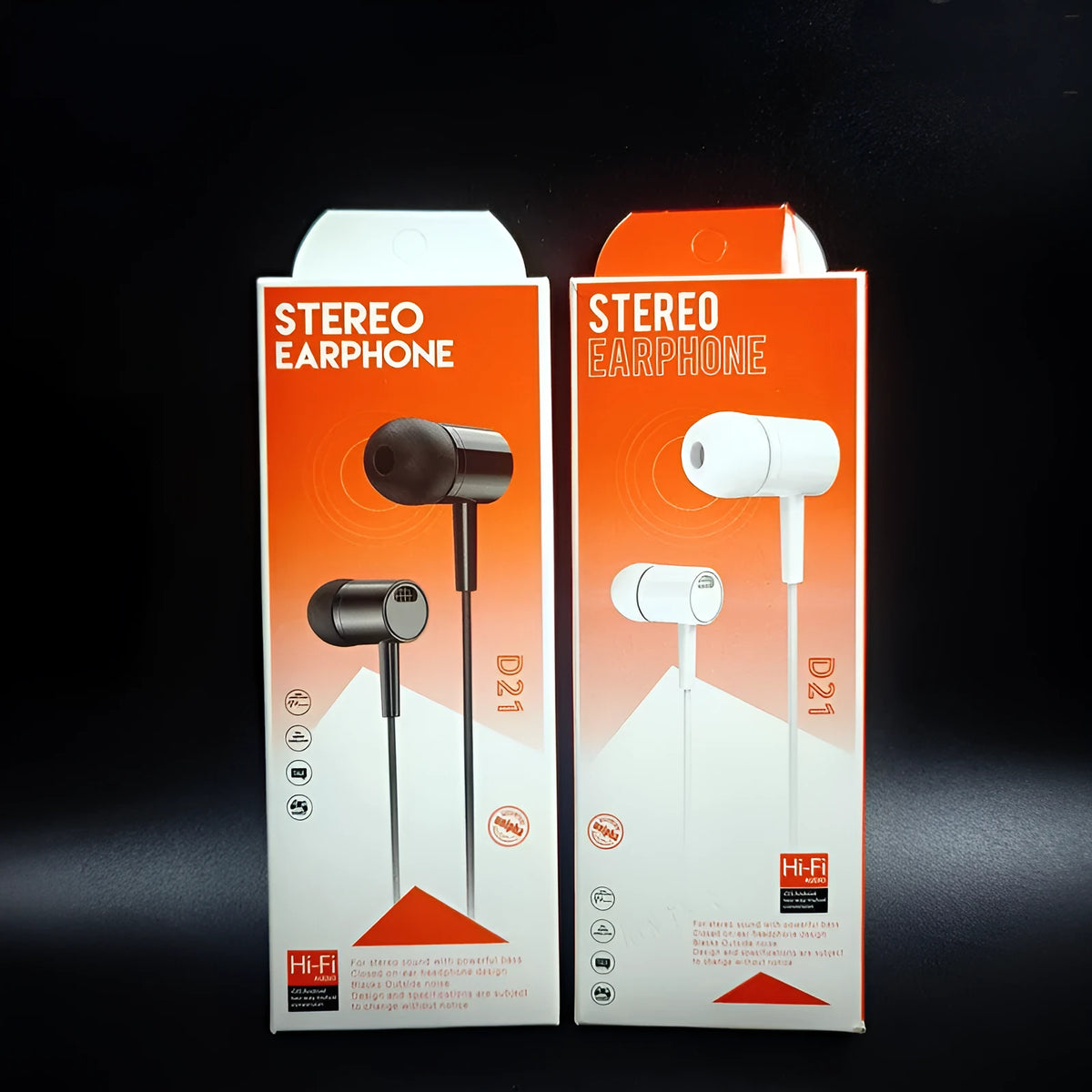 D21 in-ear wired earphone with microphone, 3.5mm plug, TPE cable, black finish
