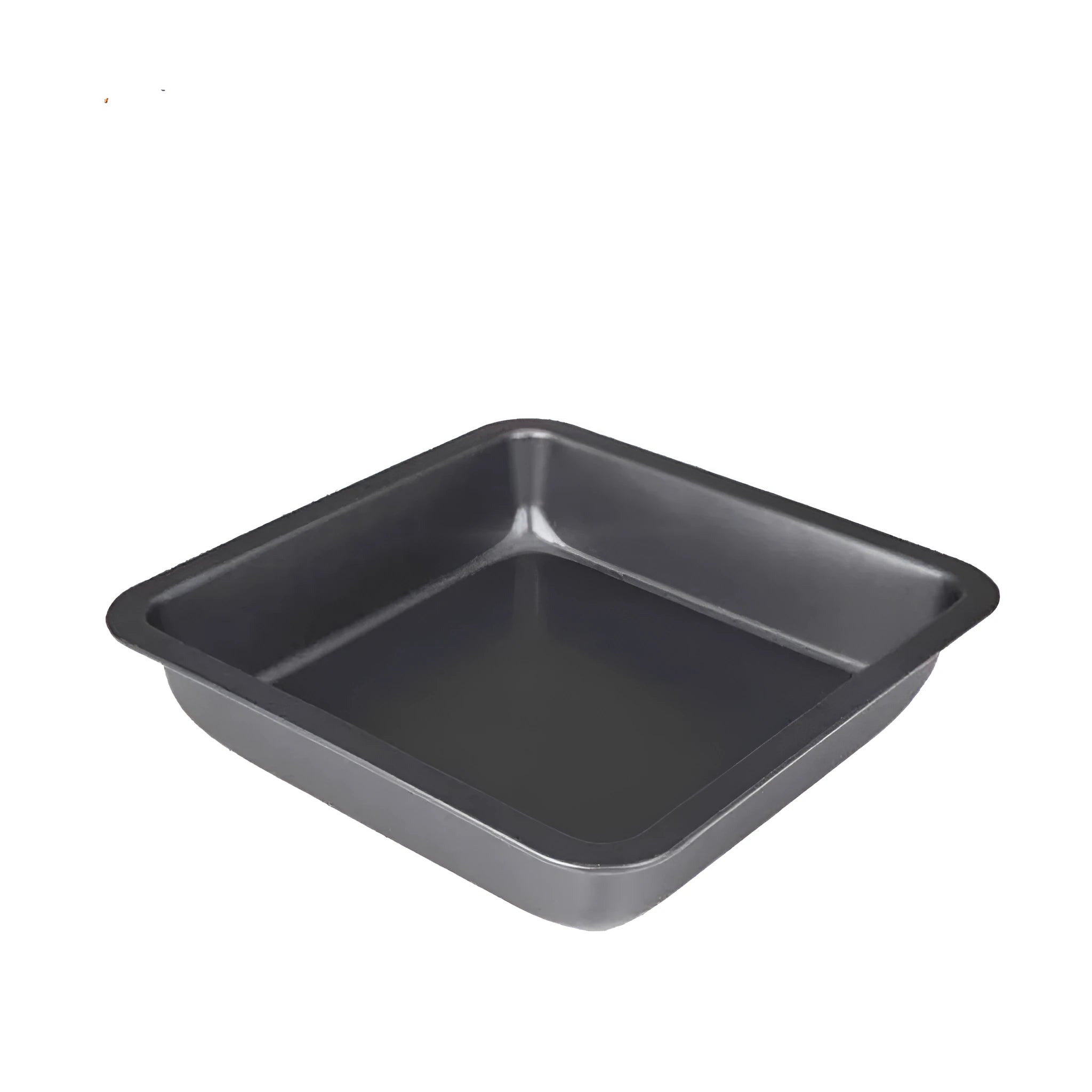 Square carbon steel pizza baking pan with silicone Teflon coating, 8 inch, gold finish on white background