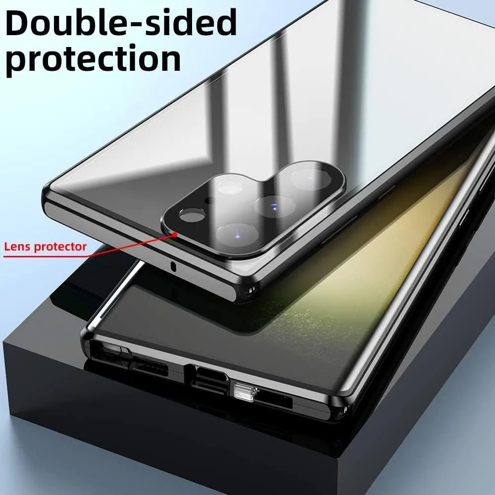 Magnetic King glossy metal HD peep-proof phone case for Samsung S25 Ultra in silver