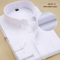 Men's solid colour cotton long sleeve business shirt in a slim fit on a hanger