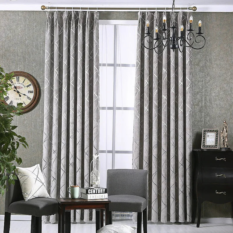 Modern chenille blackout curtain in neutral colour with jacquard weave texture