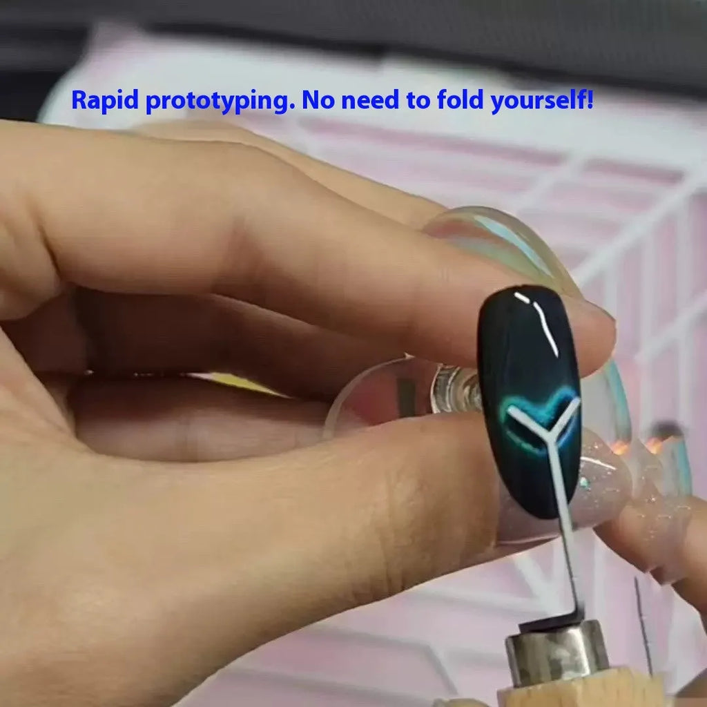 Cylindrical 9x30mm metal manicure magnet with Y-shaped bracket for cat eye nail polish designs