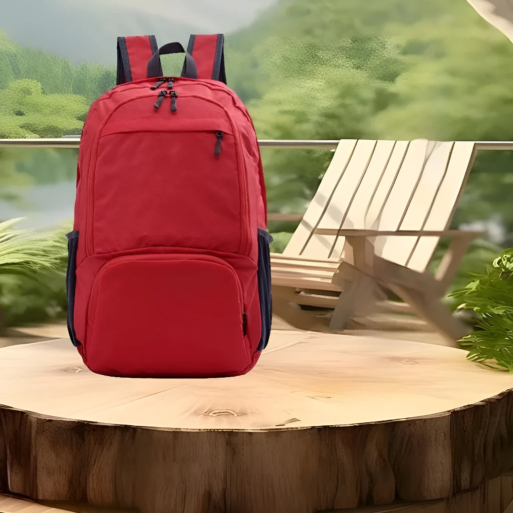 26-inch solid colour Oxford cloth backpack in casual style, shown in brick red.