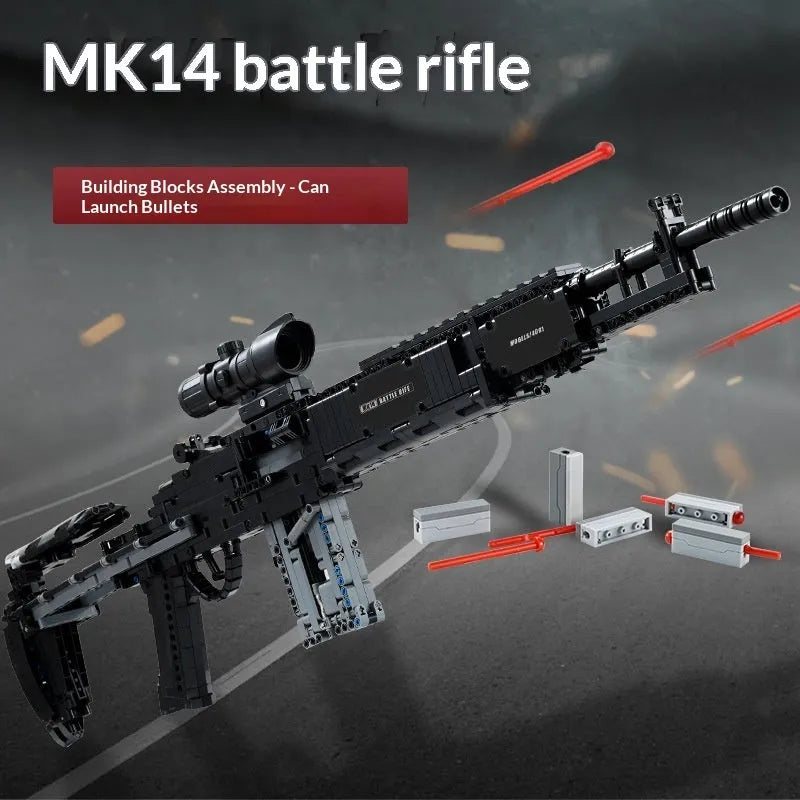 Building blocks toy gun assembly kit in colour box, 98K sniper rifle variant