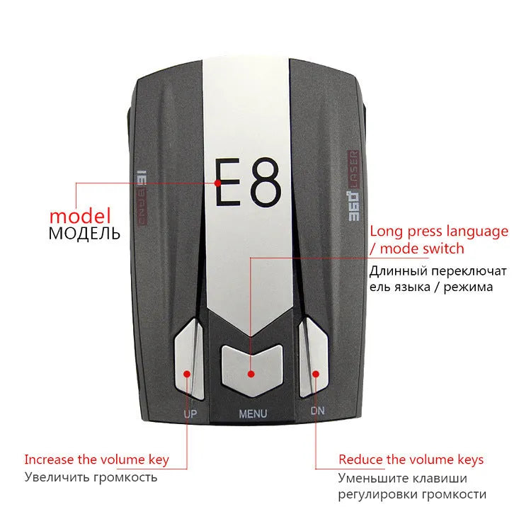 E8 automobile flow speed measuring electronic dog iron grey ABS radar detector with anti-skid pad