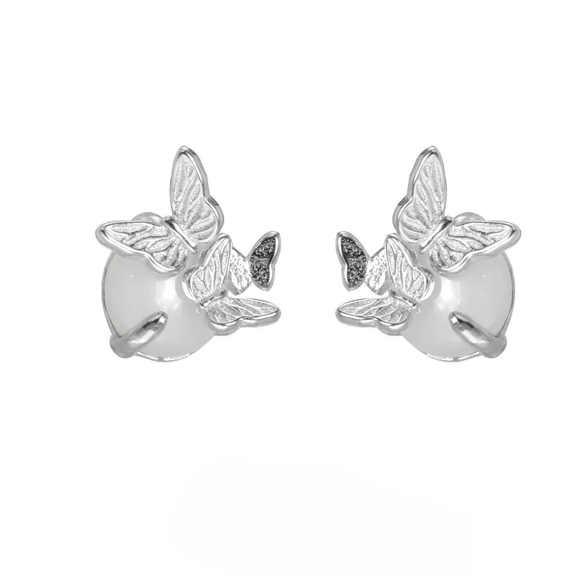 925 sterling silver butterfly stud earrings with electroplated gold finish
