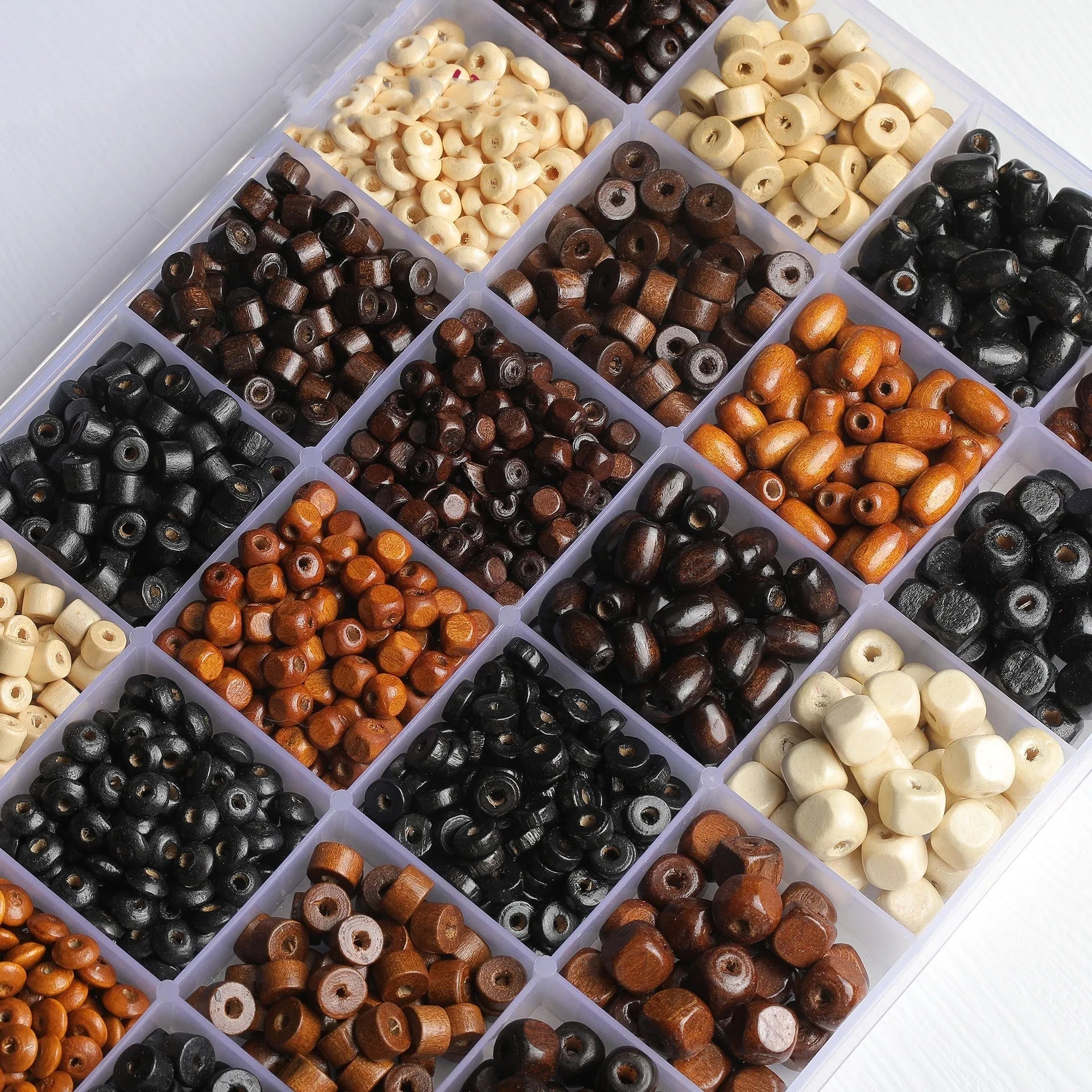 Vintage solid wood scattered beads in mixed colours for DIY jewellery making