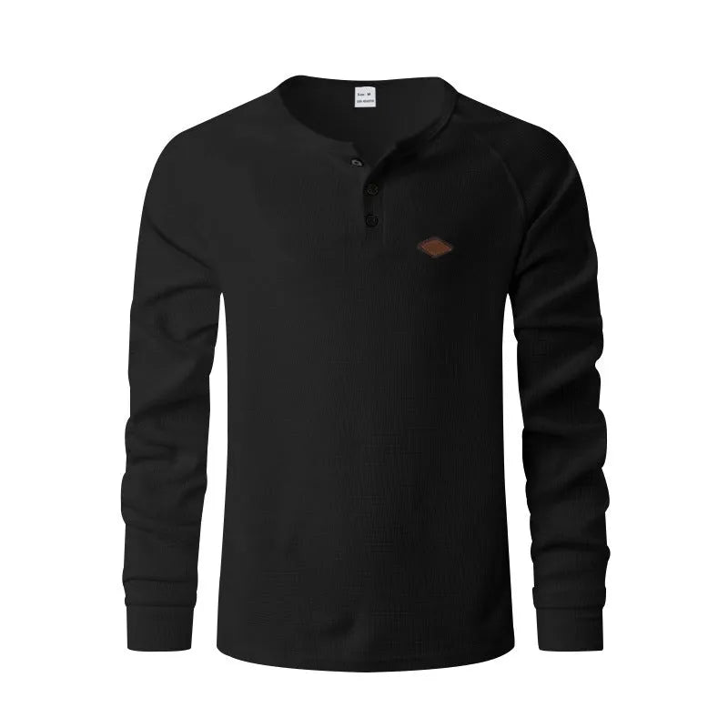 Waffle texture raglan sleeve pullover in multiple colours with loose fit for casual wear
